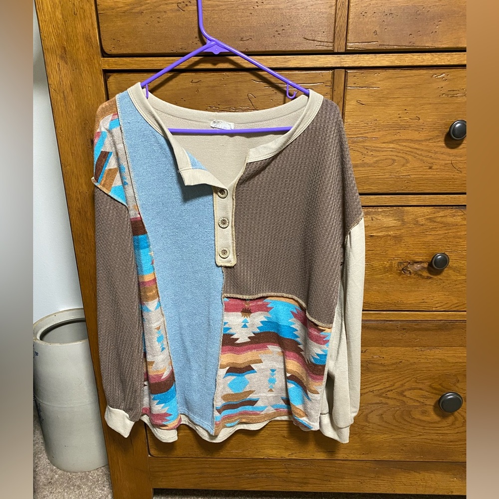 BiBi Beige Textured Fabric Women’s Top